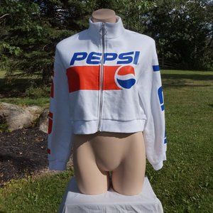 Pepsi Zip-Up Cropped Mock Neck Sweater